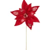 Online 28" Icy Red Velvet Poinsettia Glittered Christmas Stem Spray Sprays, Picks & Branches