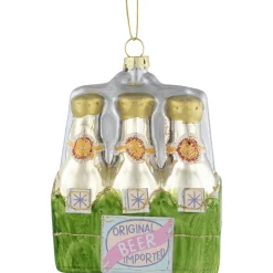 Online 4.25" Imported Beer Six Pack Glass Christmas Hanging Ornament Food & Beverage