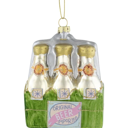 Online 4.25" Imported Beer Six Pack Glass Christmas Hanging Ornament Food & Beverage