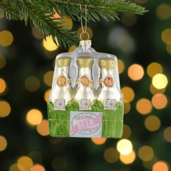 Online 4.25" Imported Beer Six Pack Glass Christmas Hanging Ornament Food & Beverage