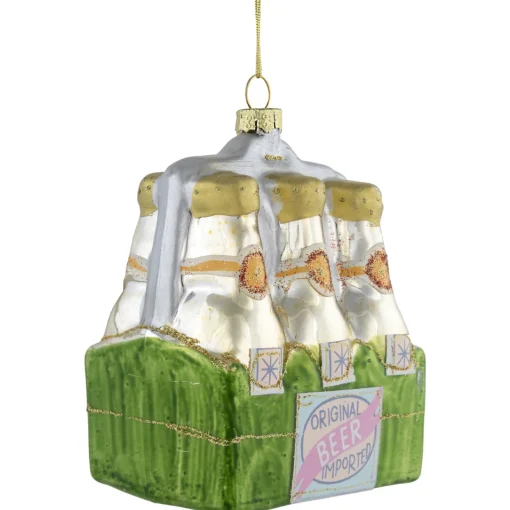Online 4.25" Imported Beer Six Pack Glass Christmas Hanging Ornament Food & Beverage