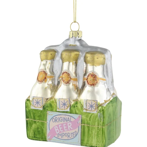 Online 4.25" Imported Beer Six Pack Glass Christmas Hanging Ornament Food & Beverage
