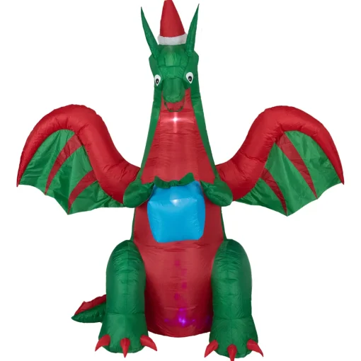 Best 6' Inflatable LED Lighted Dragon with Gift Outdoor Christmas Decoration Inflatable