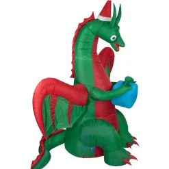 Best 6' Inflatable LED Lighted Dragon with Gift Outdoor Christmas Decoration Inflatable