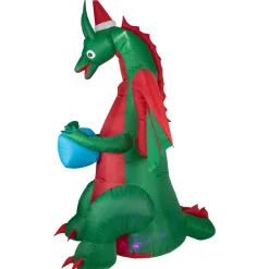 Best 6' Inflatable LED Lighted Dragon with Gift Outdoor Christmas Decoration Inflatable