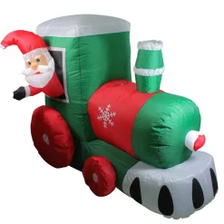 Outlet 4.5' Inflatable Santa on Locomotive Train Lighted Outdoor Christmas Decoration Inflatable