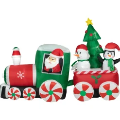 Online 8' Inflatable Train With Santa and Friends Outdoor Christmas Decoration Inflatable