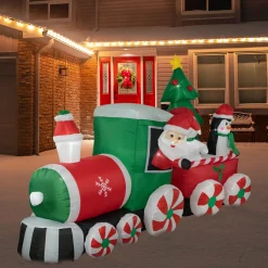 Online 8' Inflatable Train With Santa and Friends Outdoor Christmas Decoration Inflatable