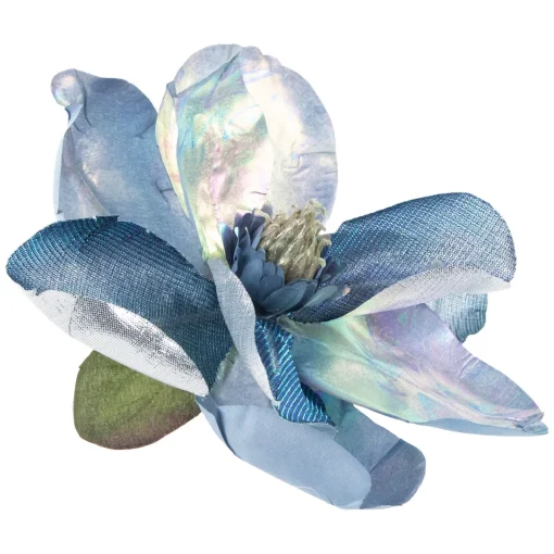 Online 7" Iridescent Blue Artificial Magnolia Clip-On Christmas Ornament Garden & Floral
