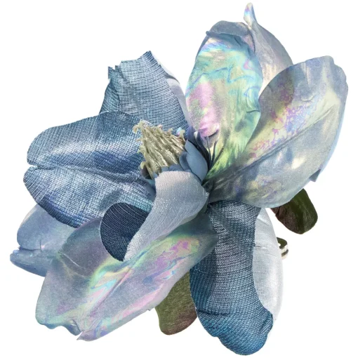 Online 7" Iridescent Blue Artificial Magnolia Clip-On Christmas Ornament Garden & Floral