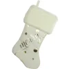 Best 19" Ivory White Gold Foil "Merry" Christmas Stocking with White Faux Fur Cuff Stockings