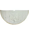 Best 48” Ivory White Merry and Bright Christmas Tree Skirt Cloth|Metal