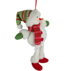 Online 13" Jolly Smiling Plush Snowman Hanging Christmas Ornament Snowmen