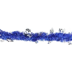 Clearance 50' Lavish Blue and Silver Snowflakes Christmas Tinsel Garland - Unlit Colorful