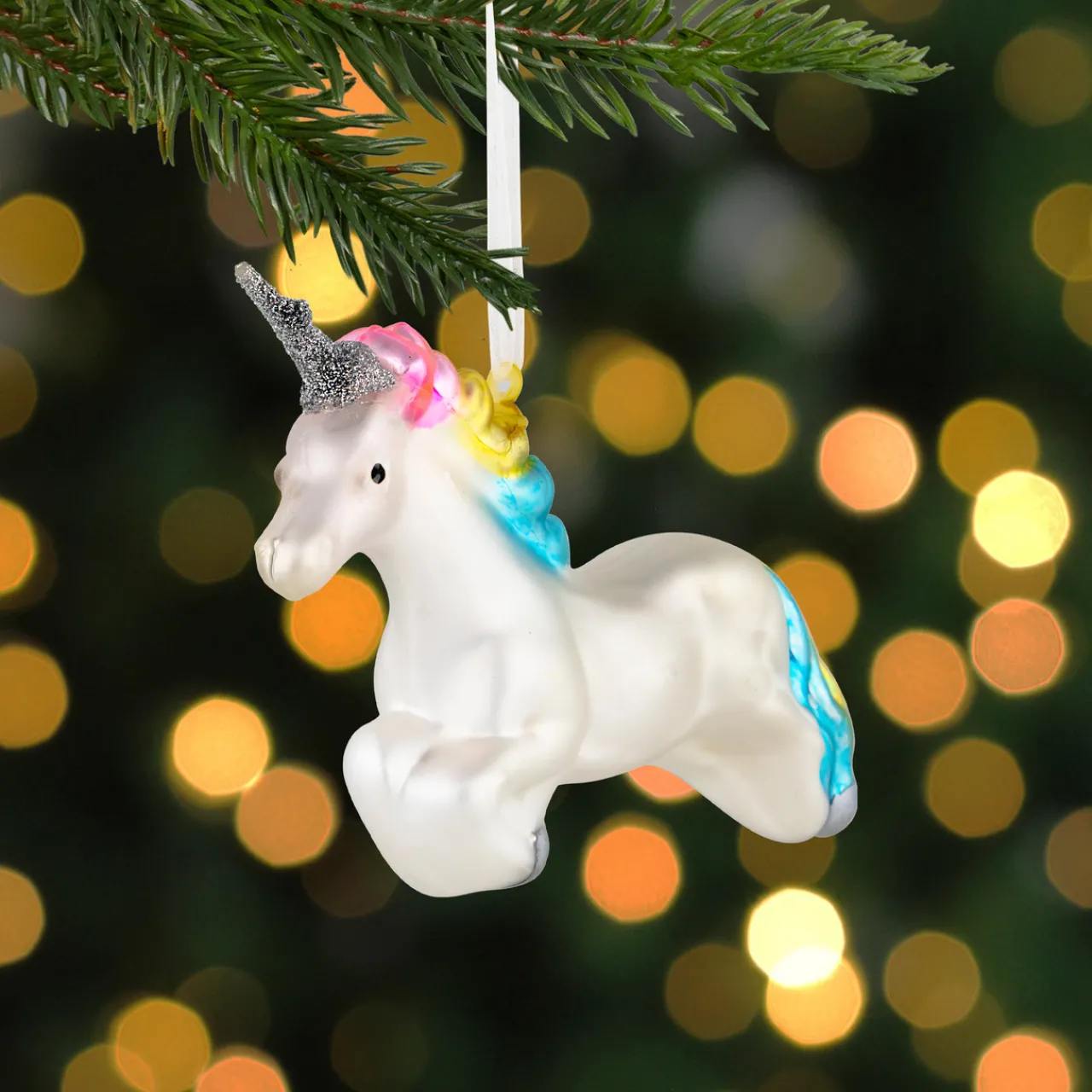 Hot 6" Leaping Pastel Unicorn Glass Christmas Ornament Animals