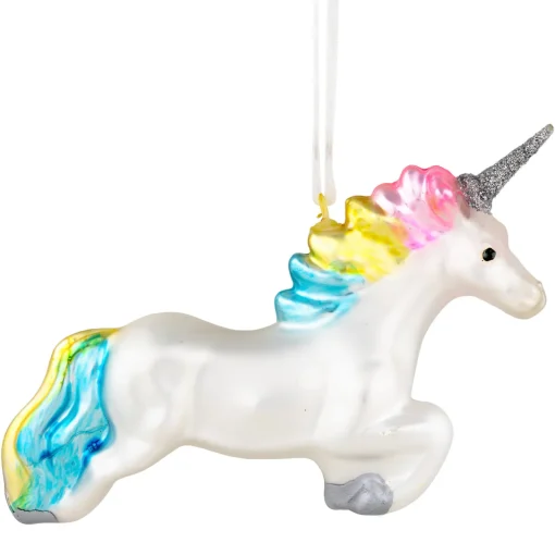 Hot 6" Leaping Pastel Unicorn Glass Christmas Ornament Animals