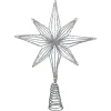 Best 13.75" LED Lighted B/O Silver Glittered Geometric Star Christmas Tree Topper - Warm White Lights Stars
