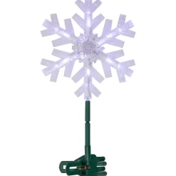 Hot 14.75" LED Lighted Clip-On Snowflake Christmas Tree Topper, White Lights Stars