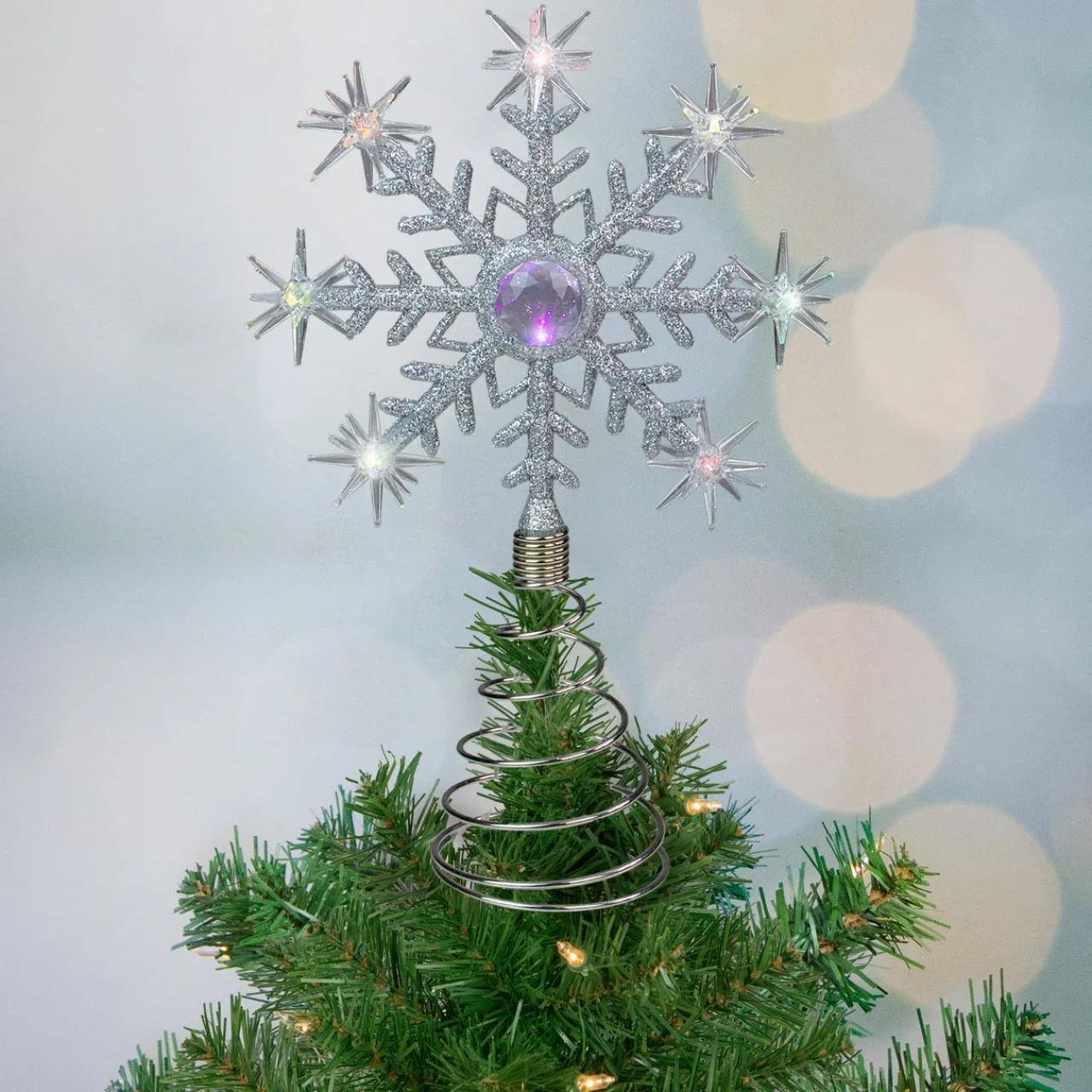 11" LED Lighted Coloring Changing Twinkling Snowflake Christmas Tree Topper Snowflake