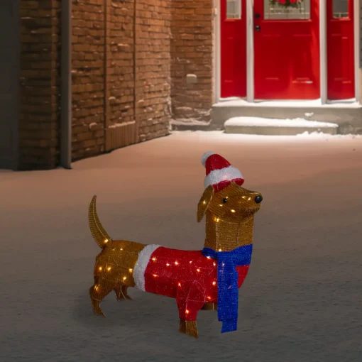 Best 26" LED Lighted Dachshund Dog Outdoor Christmas Decoration Animals