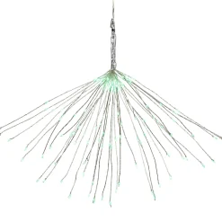 20" LED Lighted Firework Silver Branch Christmas Decoration - Green Lights Novelty