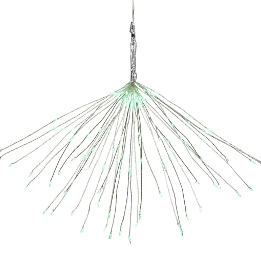 20" LED Lighted Firework Silver Branch Christmas Decoration - Green Lights Novelty