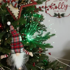 20" LED Lighted Firework Silver Branch Christmas Decoration - Green Lights Novelty