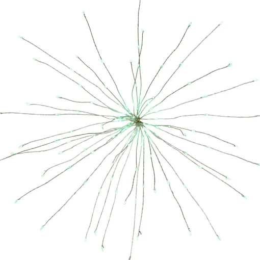 20" LED Lighted Firework Silver Branch Christmas Decoration - Green Lights Novelty