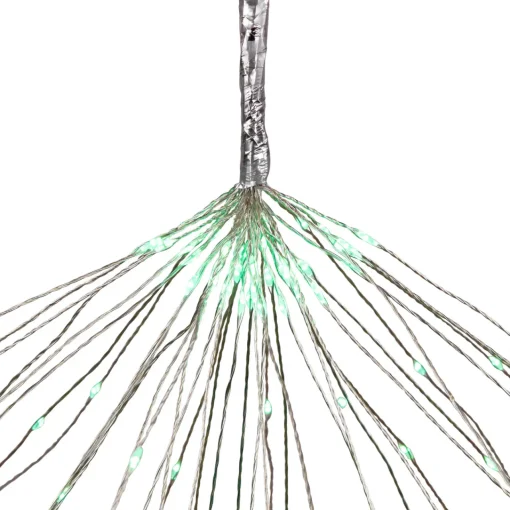 20" LED Lighted Firework Silver Branch Christmas Decoration - Green Lights Novelty