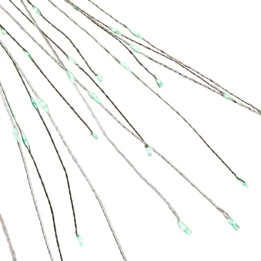20" LED Lighted Firework Silver Branch Christmas Decoration - Green Lights Novelty