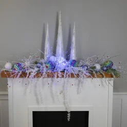 New 20" LED Lighted Firework Silver Branch Christmas Decoration - Blue Lights Novelty