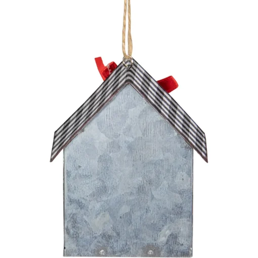 New 3.5" LED Lighted Galvanized House with Wreath Christmas Ornament Novelty