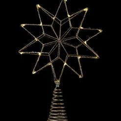 12" LED Lighted Glittered Gold Star Christmas Tree Topper, Warm White Lights Stars