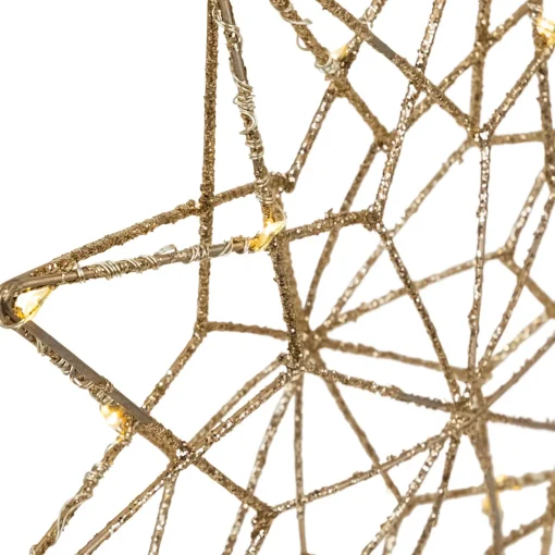 12" LED Lighted Glittered Gold Star Christmas Tree Topper, Warm White Lights Stars