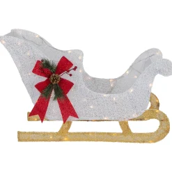 30.25" LED Lighted Glittery White Sleigh Outdoor Christmas Decoration Trains
