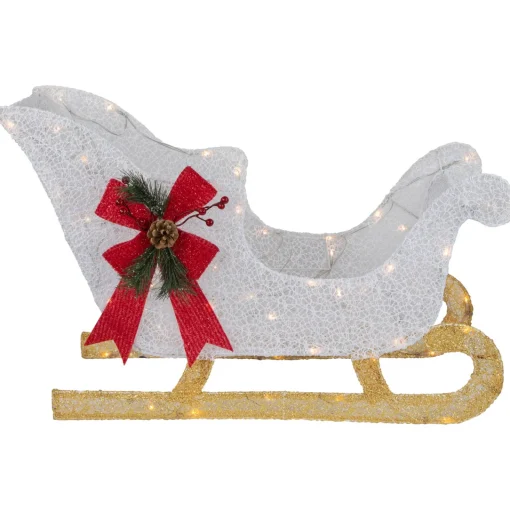 30.25" LED Lighted Glittery White Sleigh Outdoor Christmas Decoration Trains