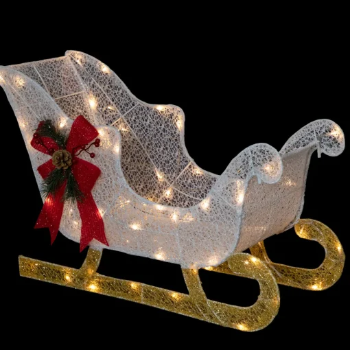 30.25" LED Lighted Glittery White Sleigh Outdoor Christmas Decoration Trains
