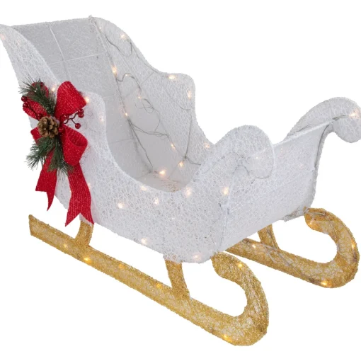 30.25" LED Lighted Glittery White Sleigh Outdoor Christmas Decoration Trains