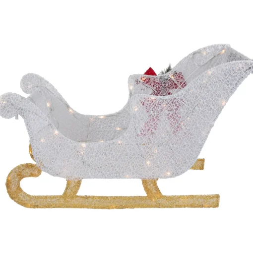30.25" LED Lighted Glittery White Sleigh Outdoor Christmas Decoration Trains