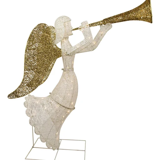 Best 48" LED Lighted Gold and Silver Trumpeting Angel Outdoor Christmas Outdoor Decoration Angels