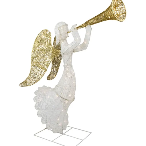 Best 48" LED Lighted Gold and Silver Trumpeting Angel Outdoor Christmas Outdoor Decoration Angels