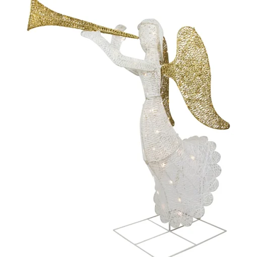 Best 48" LED Lighted Gold and Silver Trumpeting Angel Outdoor Christmas Outdoor Decoration Angels