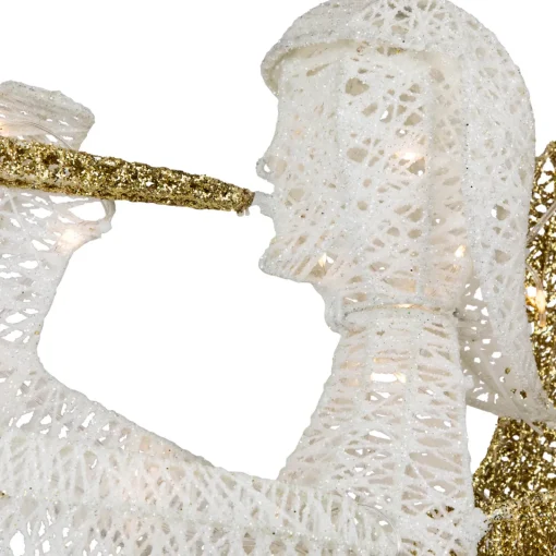 Best 48" LED Lighted Gold and Silver Trumpeting Angel Outdoor Christmas Outdoor Decoration Angels