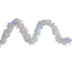 Clearance 9.25' LED Lighted Iridescent Tinsel Christmas Garland, Multi-Color Lights Pre Lit