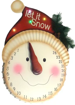 New 21" LED Lighted "Let it Snow" Snowman Face Christmas Countdown Advent Calendar Advent Calendars