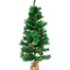 New 39" LED Lighted Mixed Pine and Pine Cones Artificial Christmas Tree in Jute Base Pre-Lit