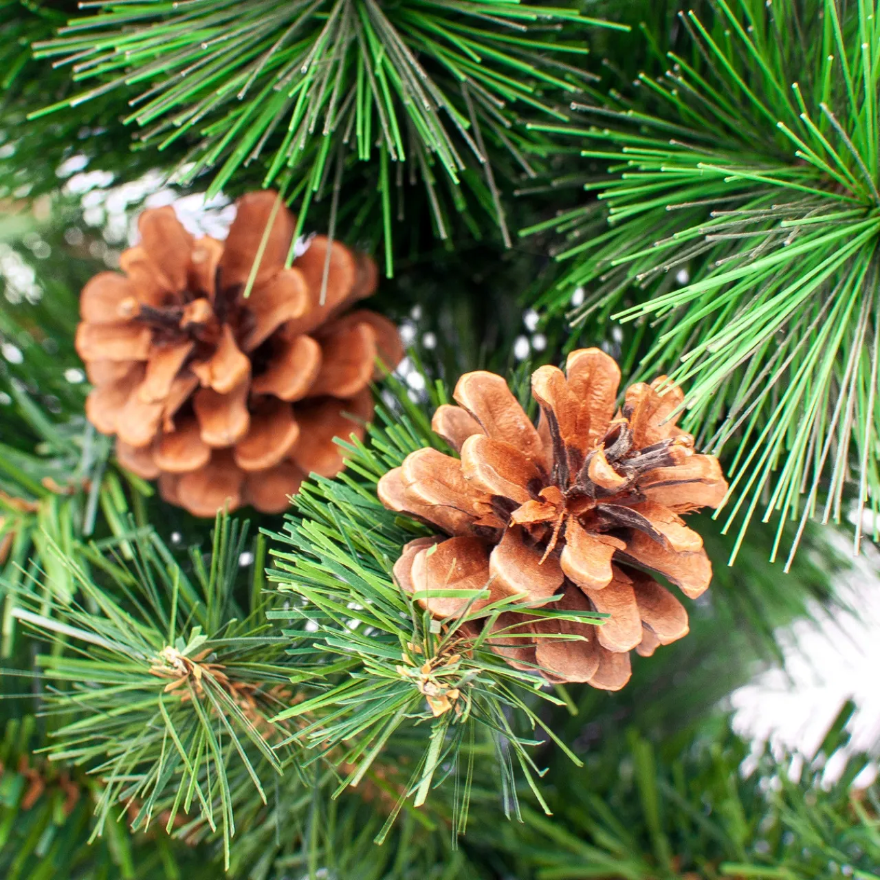 New 39" LED Lighted Mixed Pine and Pine Cones Artificial Christmas Tree in Jute Base Pre-Lit