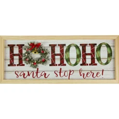 Sale 19.75" LED Lighted Plaid 'Ho Ho Ho' Wooden Christmas Wall Sign Wall
