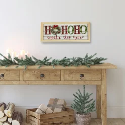 Sale 19.75" LED Lighted Plaid 'Ho Ho Ho' Wooden Christmas Wall Sign Wall