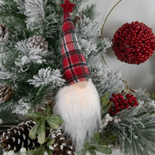 Hot 9" LED Lighted Red Plaid Gnome Christmas Ornament Gnomes